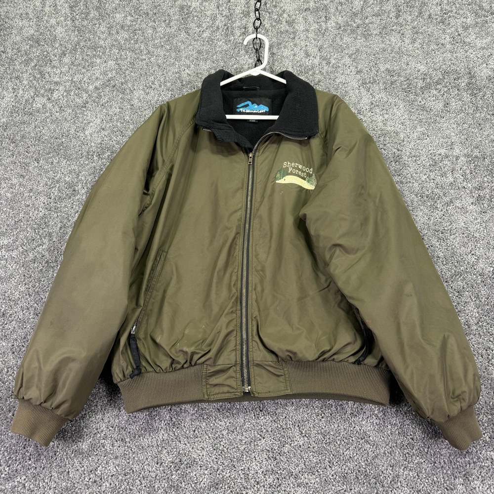 Tri-Mountain Jacket Mens Large Green Fleece Bomber Zip Sherwood Forest Outdoor